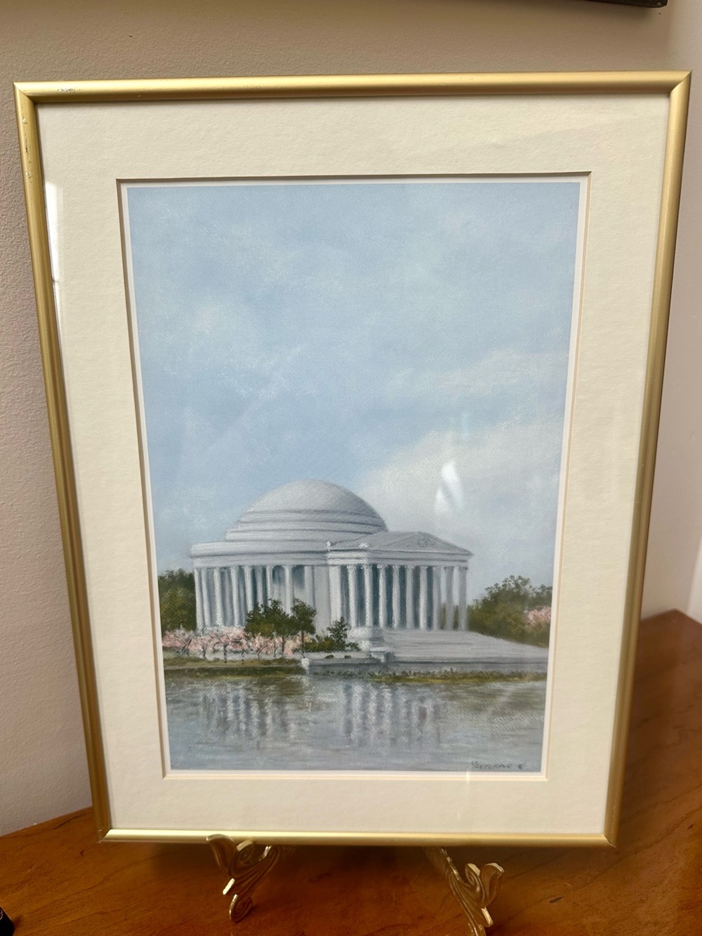 Vintage Pastel Reproduction Print of Jefferson Memorial